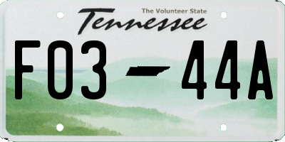 TN license plate F0344A