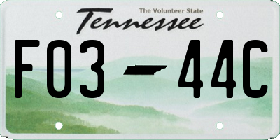 TN license plate F0344C