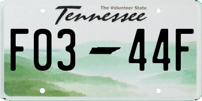 TN license plate F0344F
