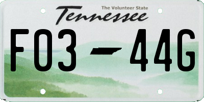 TN license plate F0344G