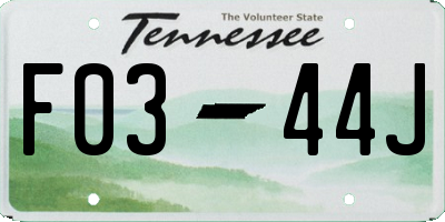 TN license plate F0344J