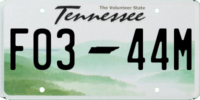 TN license plate F0344M