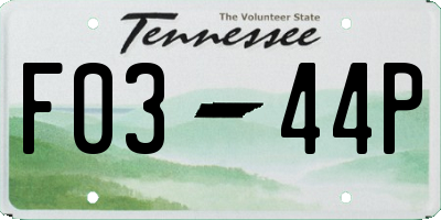 TN license plate F0344P