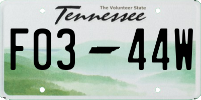 TN license plate F0344W