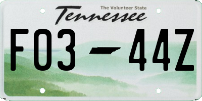 TN license plate F0344Z
