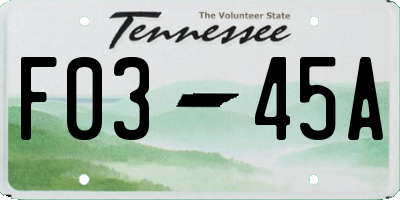 TN license plate F0345A