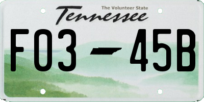TN license plate F0345B