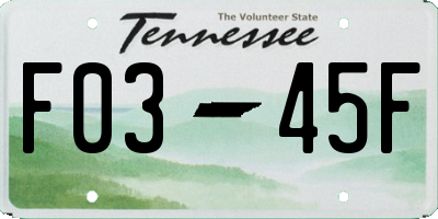 TN license plate F0345F