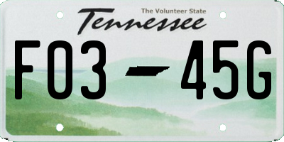 TN license plate F0345G