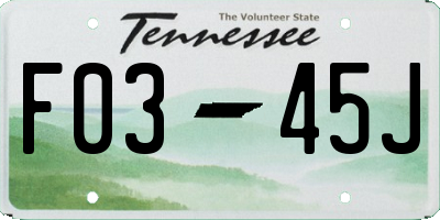 TN license plate F0345J
