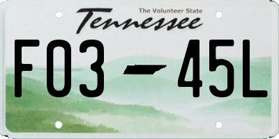TN license plate F0345L