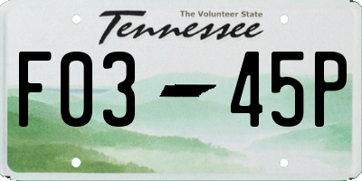 TN license plate F0345P