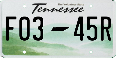 TN license plate F0345R