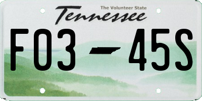 TN license plate F0345S