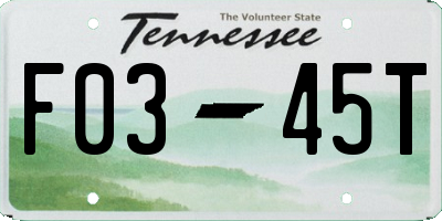 TN license plate F0345T
