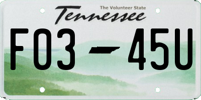 TN license plate F0345U