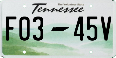 TN license plate F0345V