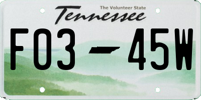 TN license plate F0345W