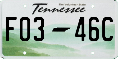 TN license plate F0346C