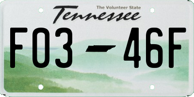 TN license plate F0346F