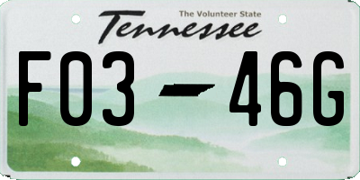 TN license plate F0346G