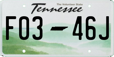 TN license plate F0346J