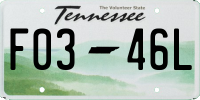 TN license plate F0346L