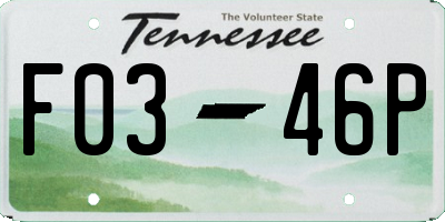 TN license plate F0346P
