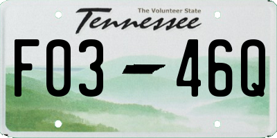 TN license plate F0346Q
