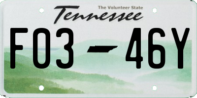 TN license plate F0346Y