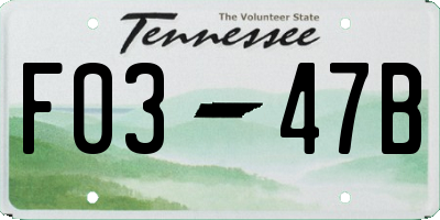 TN license plate F0347B