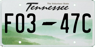 TN license plate F0347C