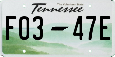 TN license plate F0347E