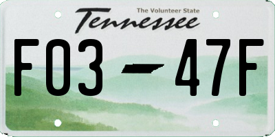 TN license plate F0347F