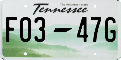 TN license plate F0347G