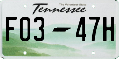 TN license plate F0347H