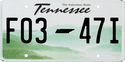 TN license plate F0347I