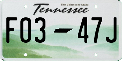 TN license plate F0347J
