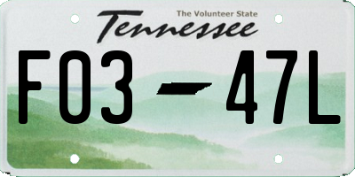 TN license plate F0347L