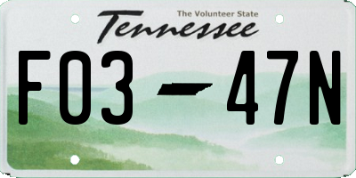 TN license plate F0347N