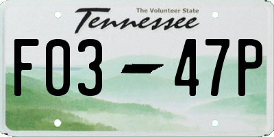 TN license plate F0347P