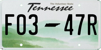 TN license plate F0347R