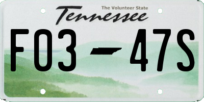 TN license plate F0347S