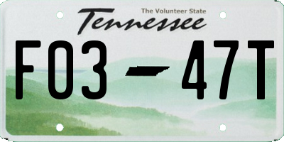 TN license plate F0347T