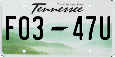 TN license plate F0347U