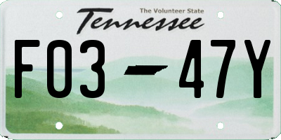 TN license plate F0347Y