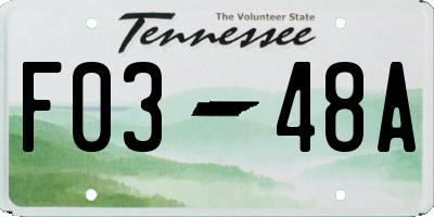 TN license plate F0348A