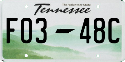 TN license plate F0348C