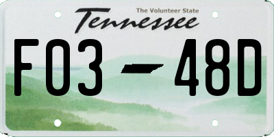 TN license plate F0348D