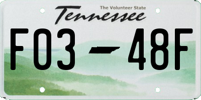 TN license plate F0348F